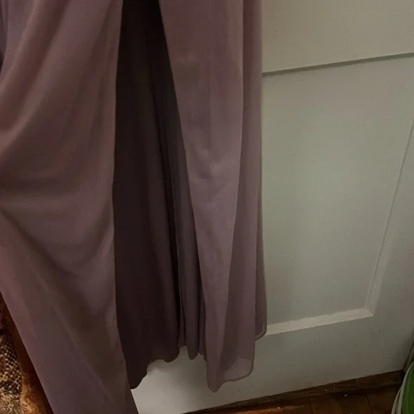 NWT david's bridal quartz v neck mesh gown with slit size: 14 - Picture 3 of 8